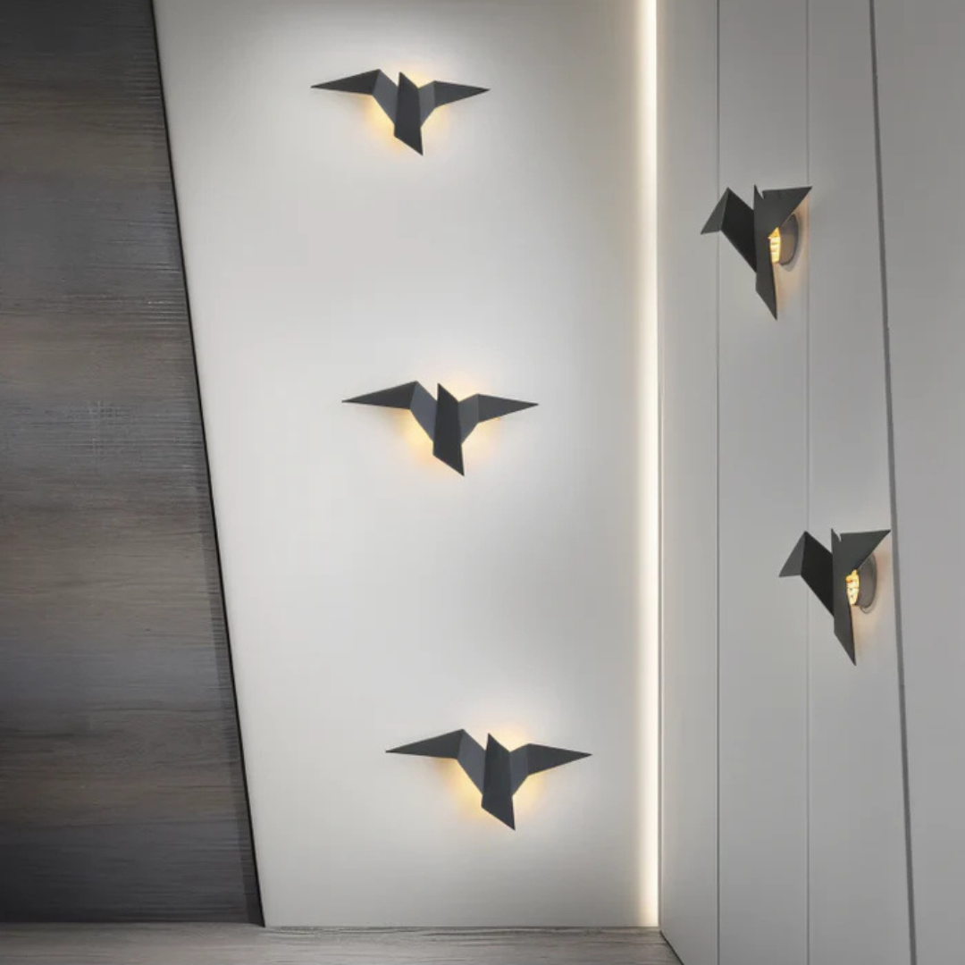 Nástěnná lampa ve stylu origami s teplým LED světlem, interiérová dekorativní