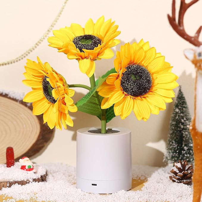 Přenosná stolní lampa ve tvaru slunečnice s USB dobíjecím kabelem