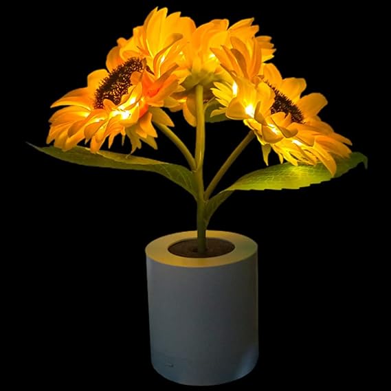 Přenosná stolní lampa ve tvaru slunečnice s USB dobíjecím kabelem
