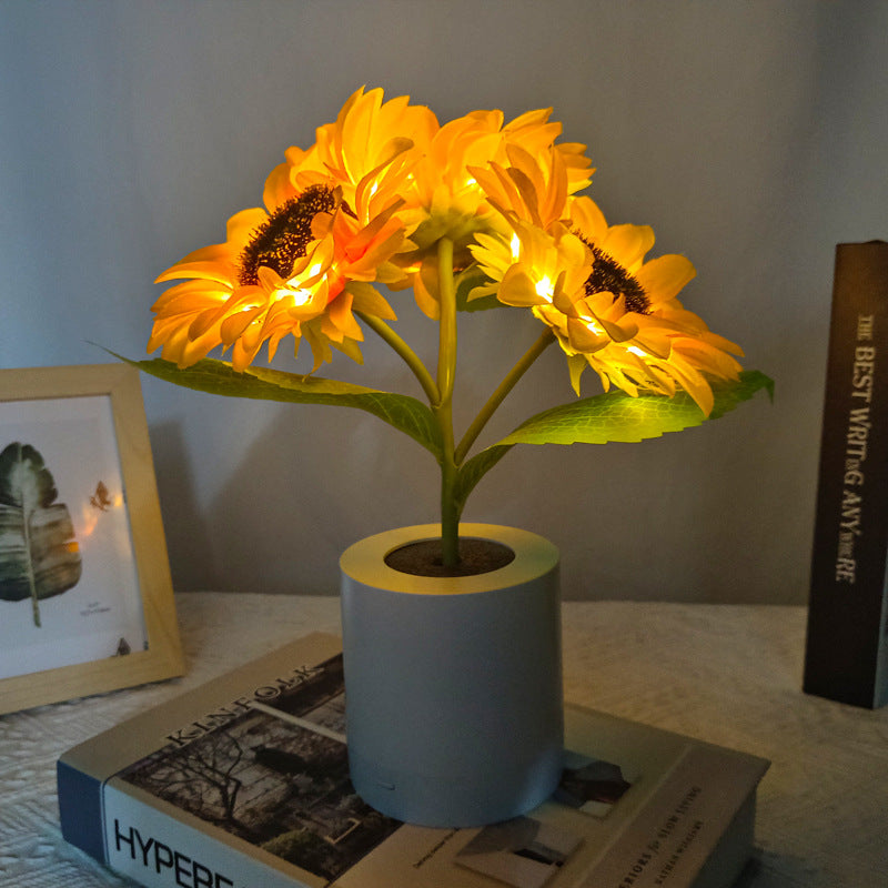 Přenosná stolní lampa ve tvaru slunečnice s USB dobíjecím kabelem