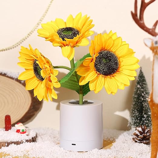 Přenosná stolní lampa ve tvaru slunečnice s USB dobíjecím kabelem