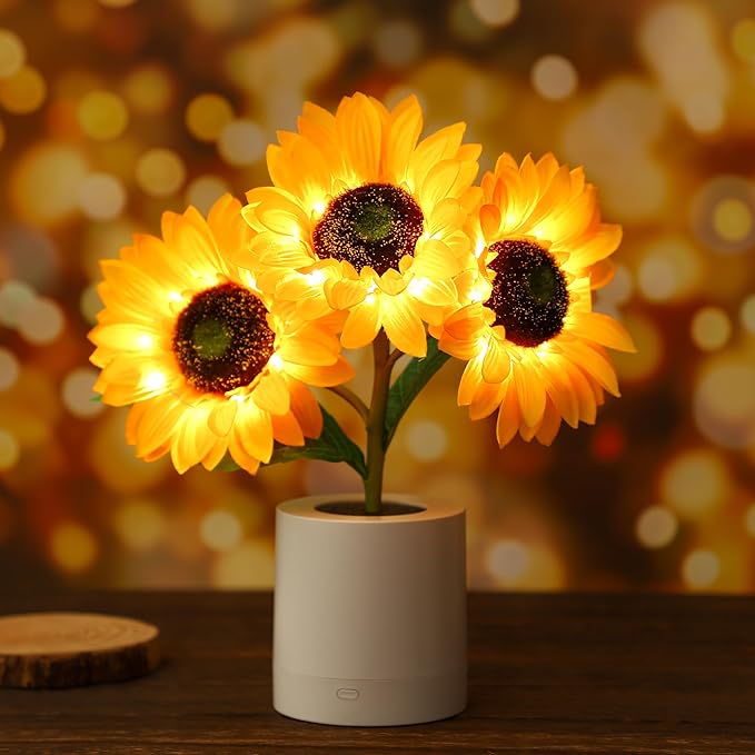 Přenosná stolní lampa ve tvaru slunečnice s USB dobíjecím kabelem