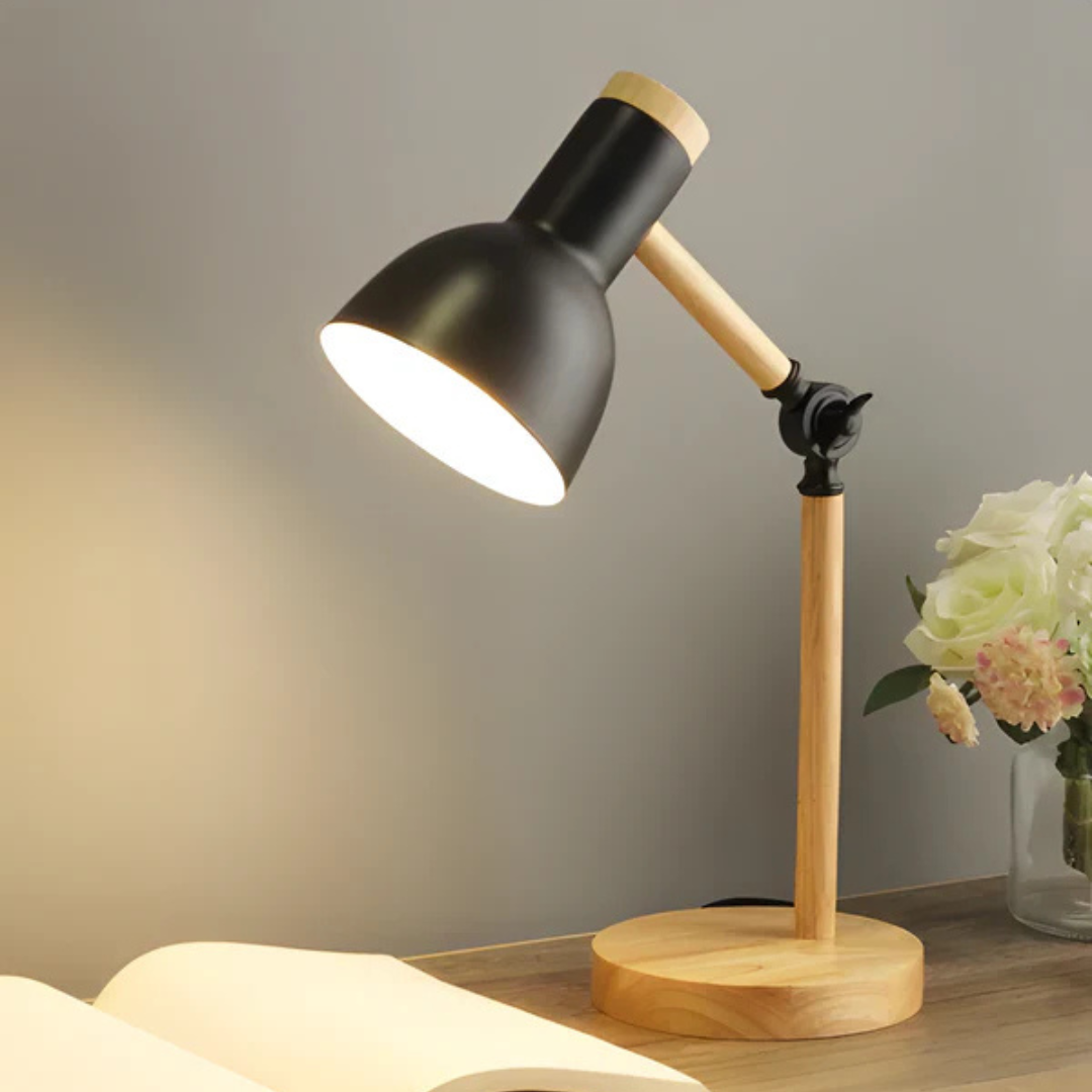 Nastavitelná dřevěná LED stolní lampa – moderní prostředí ve stylu makronek