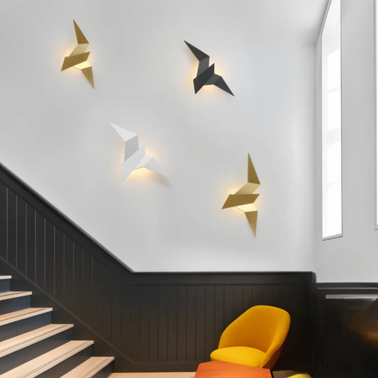Nástěnná lampa ve stylu origami s teplým LED světlem, interiérová dekorativní