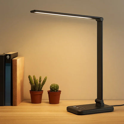 Nastavitelná LED stolní lampa s USB nabíjením – elegantní dotykové světlo