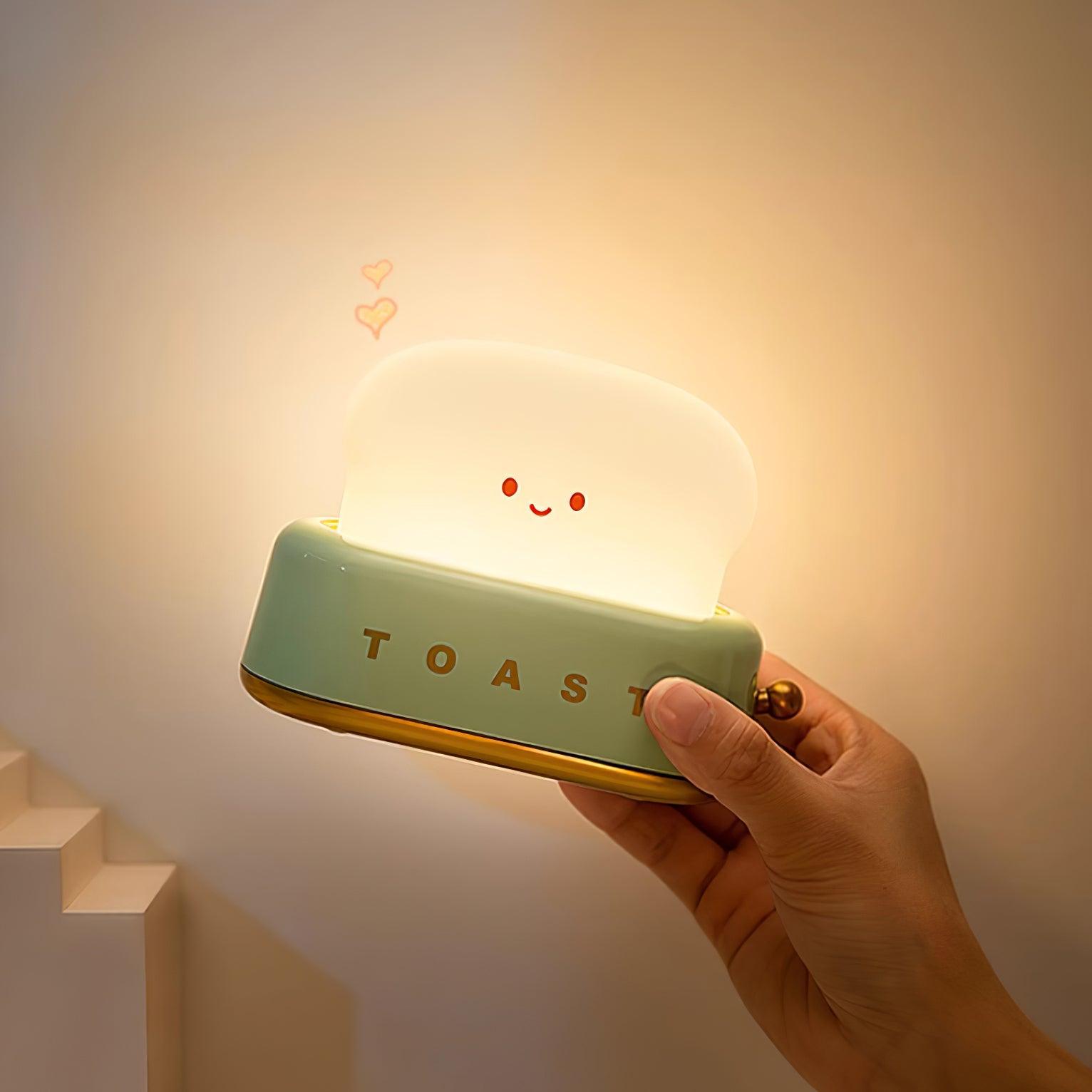 Dobíjecí stolní lampa ve tvaru toustovače