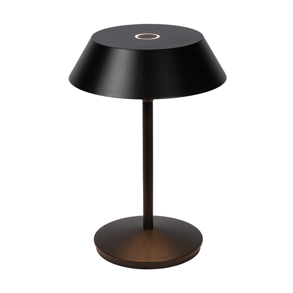 Dobíjecí stolní lampa z hliníku v černém provedení