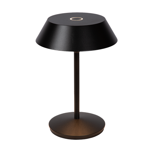 Dobíjecí stolní lampa z hliníku v černém provedení