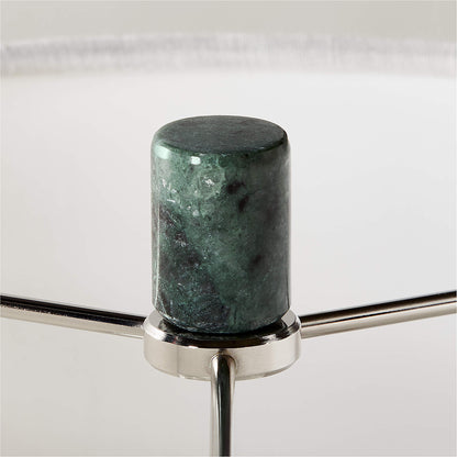 Moderní stolní lampa ze zeleného mramoru s látkovým stínidlem