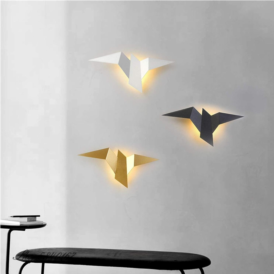Nástěnná lampa ve stylu origami s teplým LED světlem, interiérová dekorativní