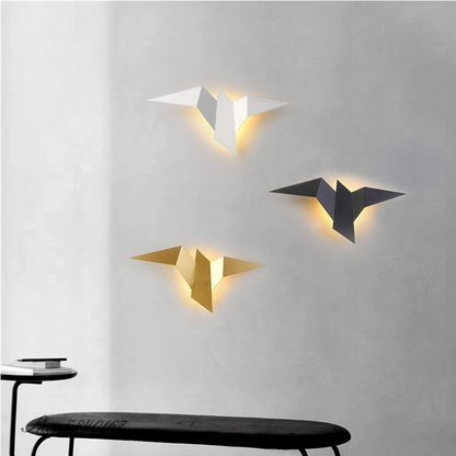 Nástěnná lampa ve stylu origami s teplým LED světlem, interiérová dekorativní