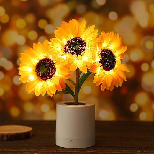 Přenosná stolní lampa ve tvaru slunečnice s LED světlem