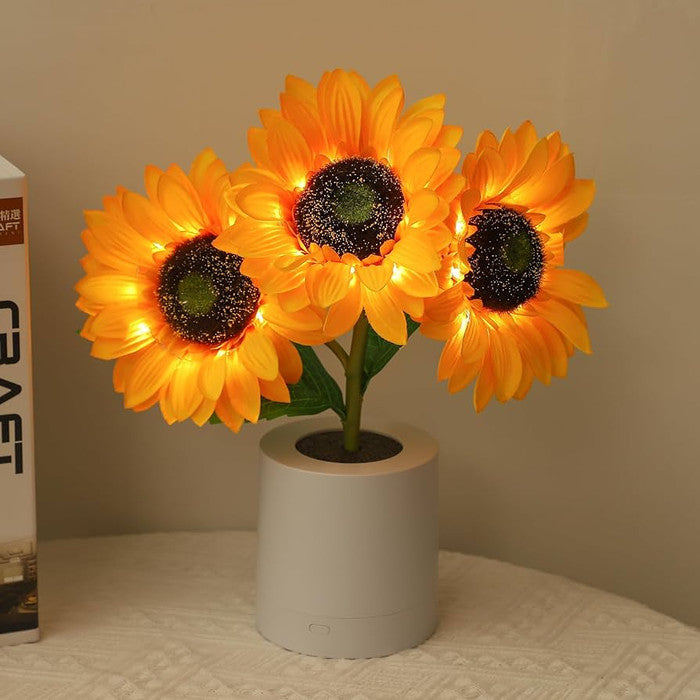 Přenosná stolní lampa ve tvaru slunečnice s LED světlem