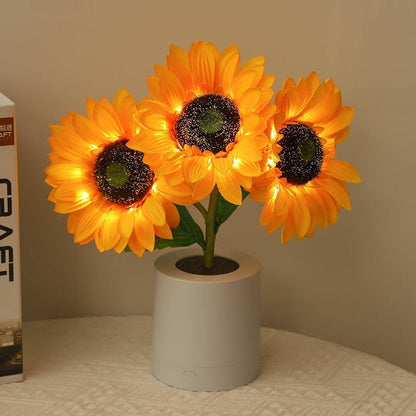 Přenosná stolní lampa ve tvaru slunečnice s LED světlem