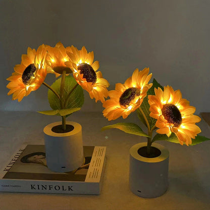 Přenosná stolní lampa ve tvaru slunečnice s LED světlem