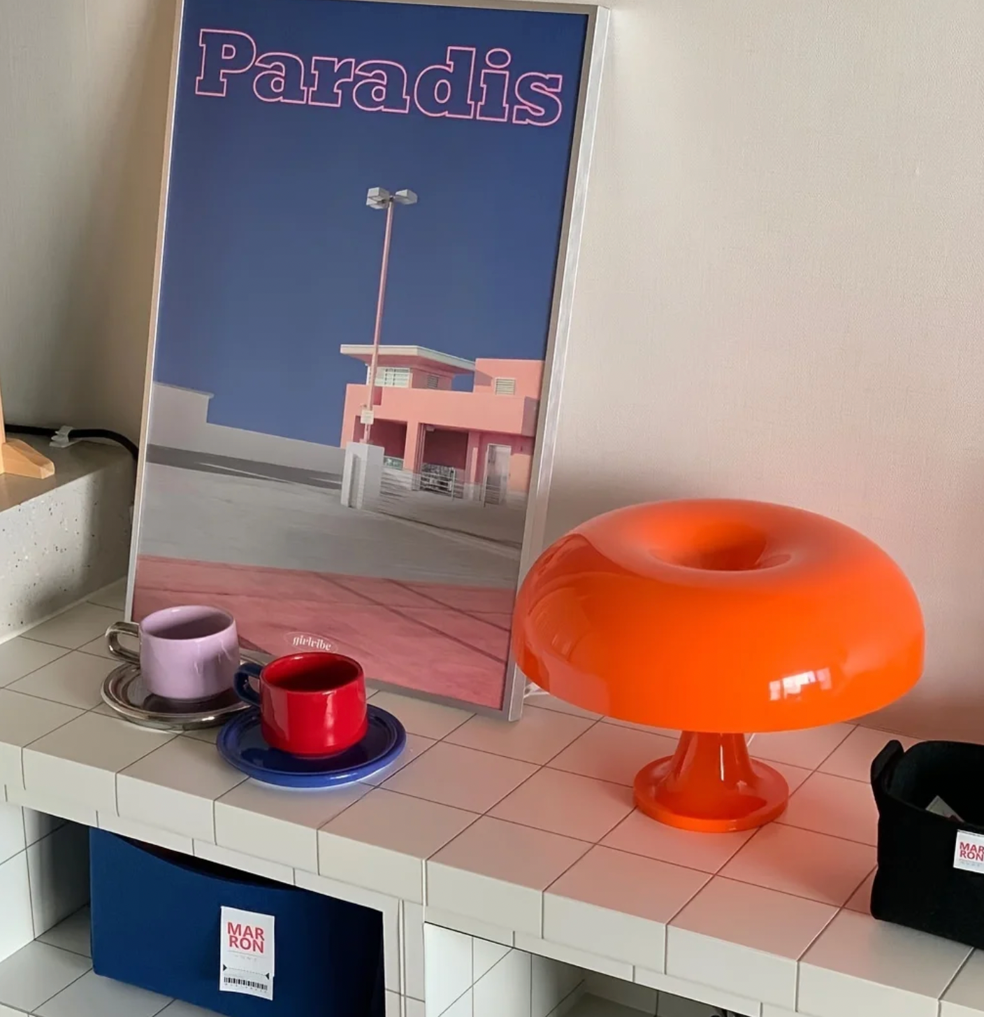 Elegantní a rozmarná houbová retro stolní lampa, útulná dekorace