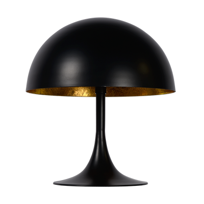 Stolní lampa s kulatým stínidlem v černo-zlatém provedení