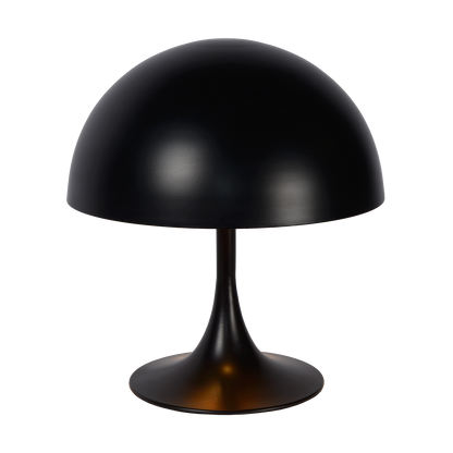 Stolní lampa s kulatým stínidlem v černo-zlatém provedení