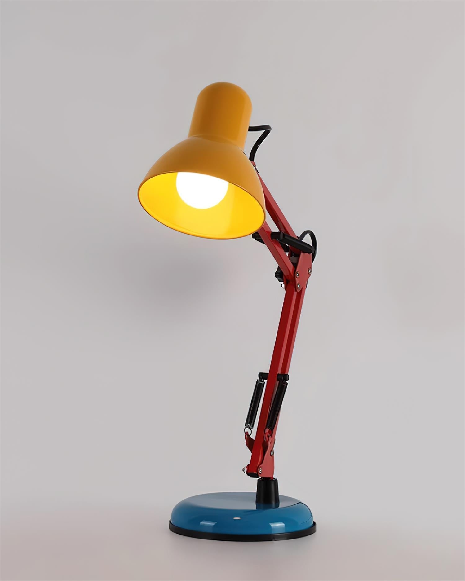 Stolní lampa s nastavitelným ramenem a tříbarevným designem