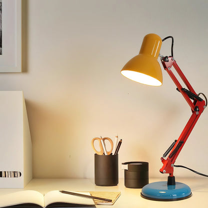 Stolní lampa s nastavitelným ramenem a tříbarevným designem