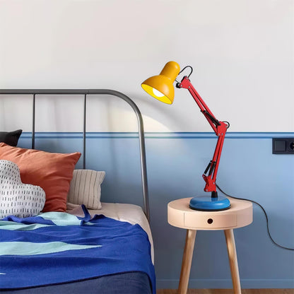 Stolní lampa s nastavitelným ramenem a tříbarevným designem