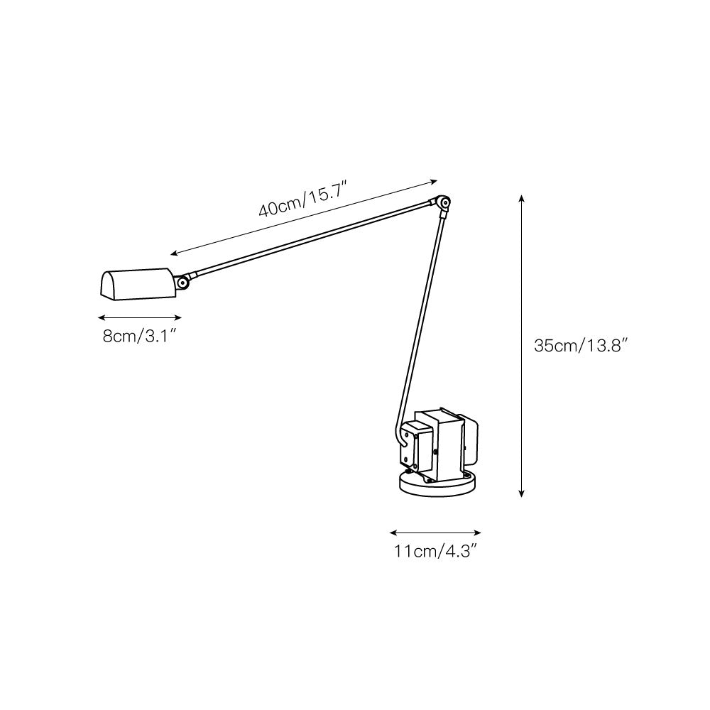Stolní lampa s otočným difuzérem a nastavitelným ramenem
