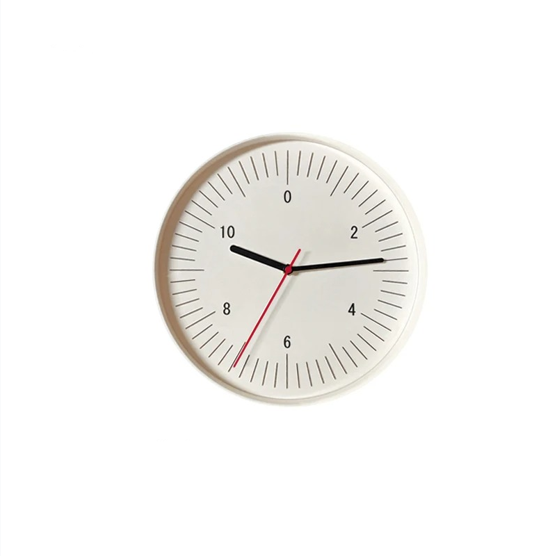Kulaté minimalistické nástěnné hodiny s barevným pop akcentem, analogový design