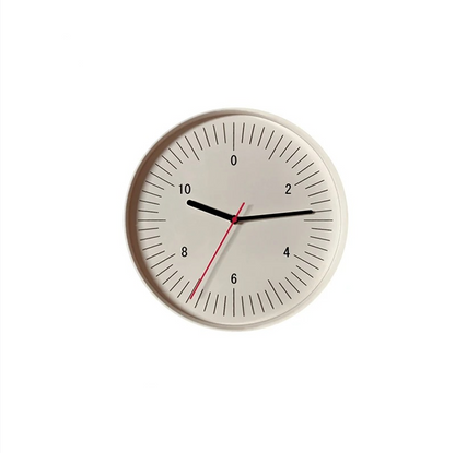 Kulaté minimalistické nástěnné hodiny s barevným pop akcentem, analogový design