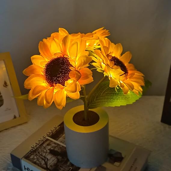 Přenosná stolní lampa ve tvaru slunečnice s USB dobíjecím kabelem