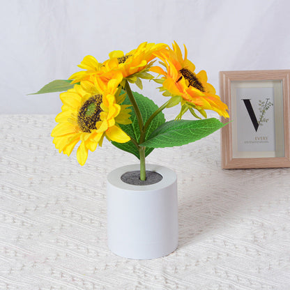 Přenosná stolní lampa ve tvaru slunečnice s USB dobíjecím kabelem
